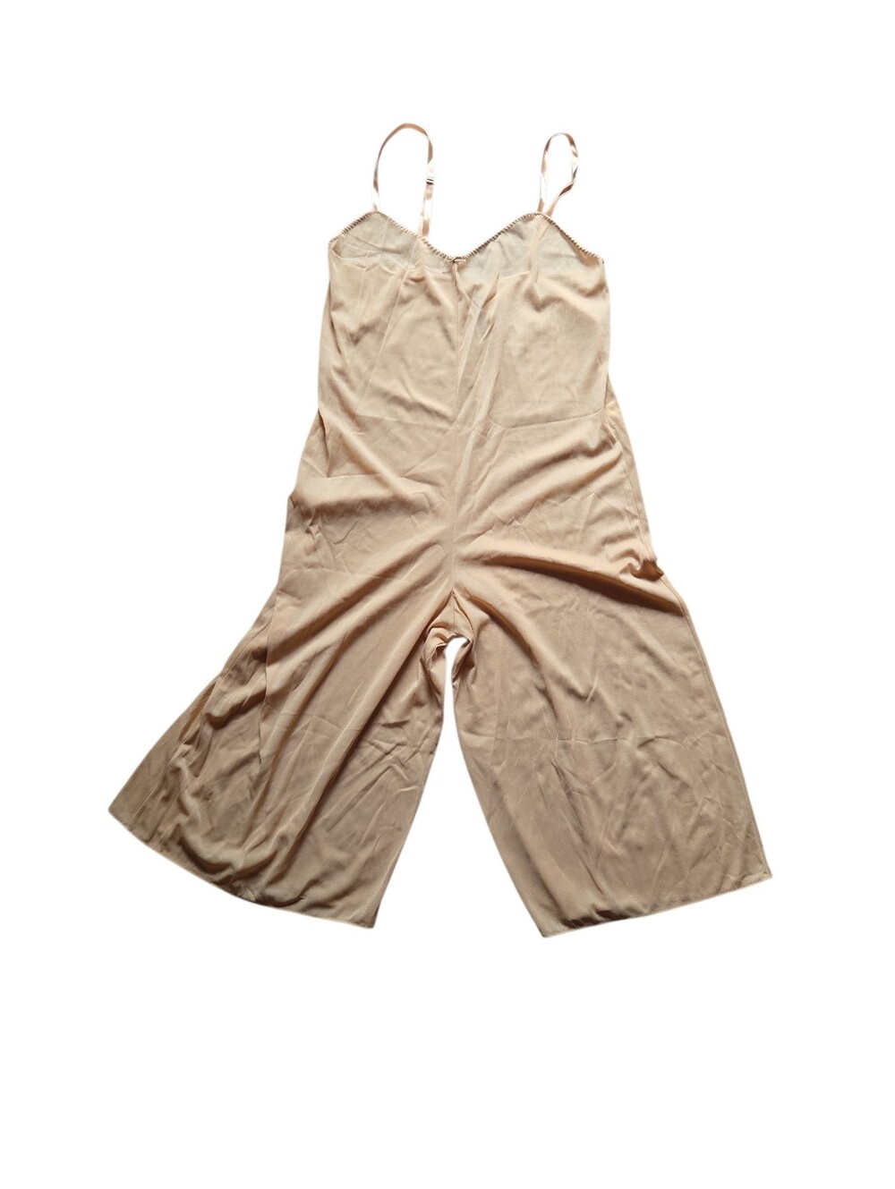Vintage Slip Romper Neutral Beige/tan Wide-Leg